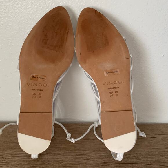 VINCE Kenna Leather Strappy Gladiator Knotted Leather Sandal Flats sz 6 US White - Picture 11 of 16